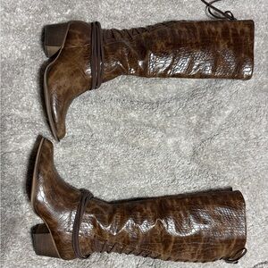 Arider girl lace back knee high cowgirl boots